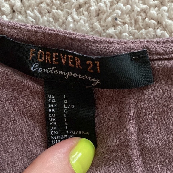 F21 Size L Mauve Wrap Lace Blouse - Picture 5 of 6